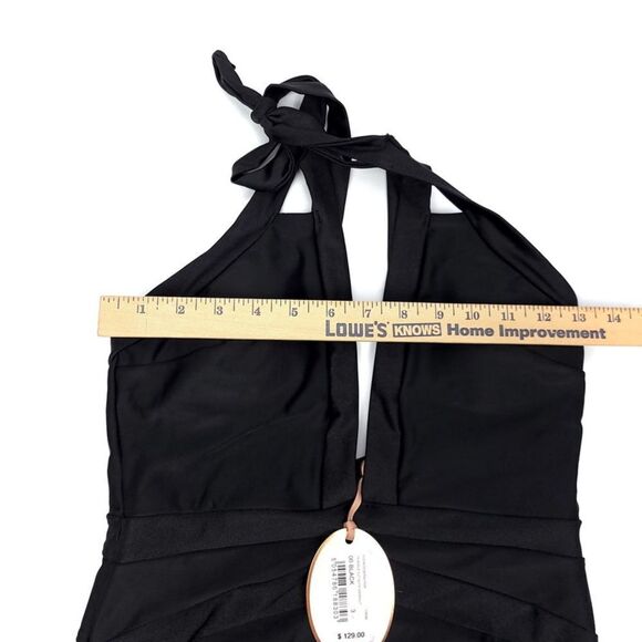 NWT Ted Baker Ralinda Halter Triangle Cut Outs One Piece Swimsuit Minimal Black - Picture 4 of 8